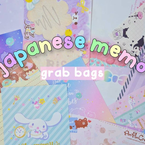 Japanese Memo Grab Bags for Bullet Journal, Planner, Penpals - Kawaii Memo - Kawaii Stationery- Memo Set - Lucky Bag - Note Pad