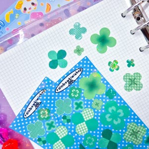 Clover Deco Stickers | for Bullet Journal, Polcos, Kpop Toploader Deco Sticker - Kawaii - Holographic Sticker- Heisei Retro Stationery