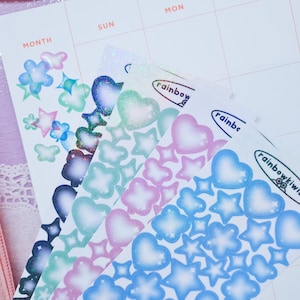 Deco-stickers met gradiëntvormen | voor Bullet Journal, Polcos, Planner, Kpop Toploader Deco - Kawaii Stationery, Lucky Clover, Gradient, Ster