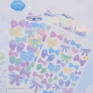 Adesivi decorativi con fiocco pastello per bullet journal planner, toploader, Polcos - cancelleria Kawaii, stella olografica, Kpop Deco, Magical Girl Heisei