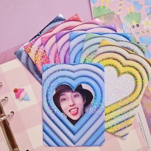 Marcos de corazón 3D Toploader para Kpop Toploader Deco, Polcos, Bullet Journal - Pegatinas Polco - Pegatinas Deco - Pegatinas Kawaii - Holográficas
