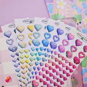 Adesivi decorativi a forma di cuore 3D per Bullet Journal, Polcos, Kpop Toploader - Adesivi per planner - Adesivi decorativi - Adesivi kawaii - Olografici