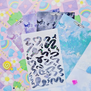 Pastel Sky Confetti Stickers for Bullet Journal, Planner, Toploader Deco- Kawaii Holographic Stickers, Stationery, Clouds, Aesthetic, Cute