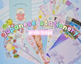Japanese Stationery Grab Bags with kawaii Japanese Sticker Flakes, Washi Tape and Memos