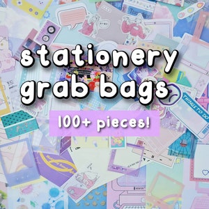 Buste da 100+ pezzi di cancelleria con confezione personalizzata per Bullet Journal, Scrapbook, Penpaling - Cancelleria Kawaii, fiocchi di adesivi, promemoria