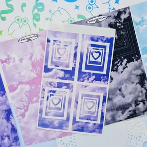 Polaroid Frame Fantasy Sky Stickers for Bullet Journal, Planner, Toploader Deco- Kawaii Stickers, Stationery, Clouds, Aesthetic, Polco