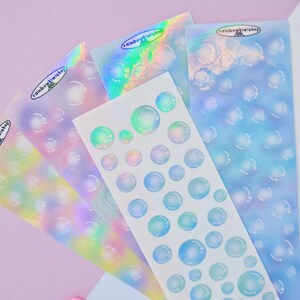 Adesivi decorativi Holo Bubble per Bullet Journal, Polcos, Planner, Kpop Toploader - Cancelleria Kawaii, Bolle di Sapone, Olografici