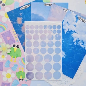 Bewolkte hemel cirkelstickers voor Bullet Journal, Kpop Toploader Deco, Polcos -Kawaii briefpapier, plannerstickers
