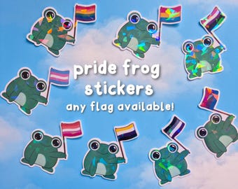 Pride Frog Stickers | Kawaii Stationery, Gay Stickers, Lesbian, Nonbinary, Bi, Pan, Trans, Ace, Genderfluid, Queer Pride