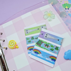 Washi Tape Sample Set - voor Bullet Journal, Planner, Penpals, Snail Mail - kawaii briefpapierset, kikker, regenboog, lange hond