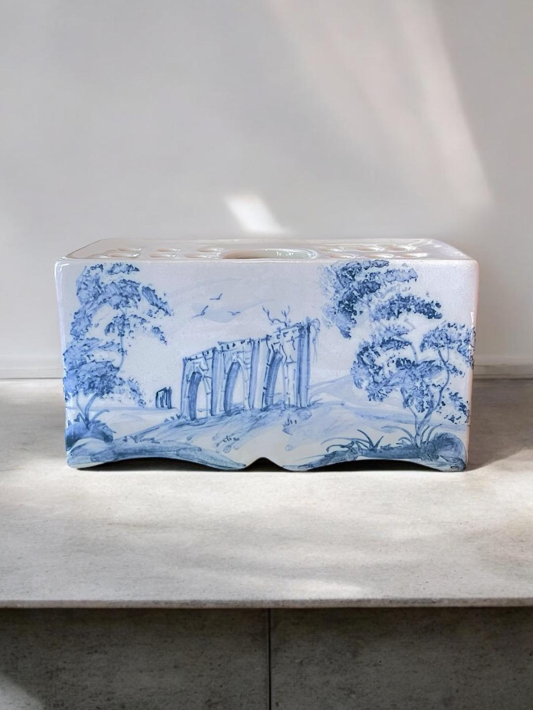 陶器　イギリス　オックスフォード製　デボラ・シアーズ　花瓶　花器　手描き 陶器 イギリス オックスフォード製 デボラ・シアーズ 花瓶 花器