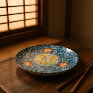 Kozan Gama (Kozan Kiln) Scalloped Edges Porcelain Plate with Kamajirushi mark 7.5&quot;D