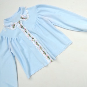 Vintage 50s 60s S/M Powder Blue Bed Jacket, Pin Up, Rockabilly, Kawaii, Soft Girl, Indie