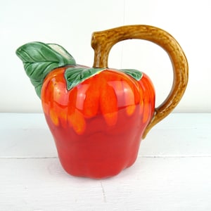 Vintage Apple Jug Pitcher, Retro Kitchen Decor, Ceramic Fruitware