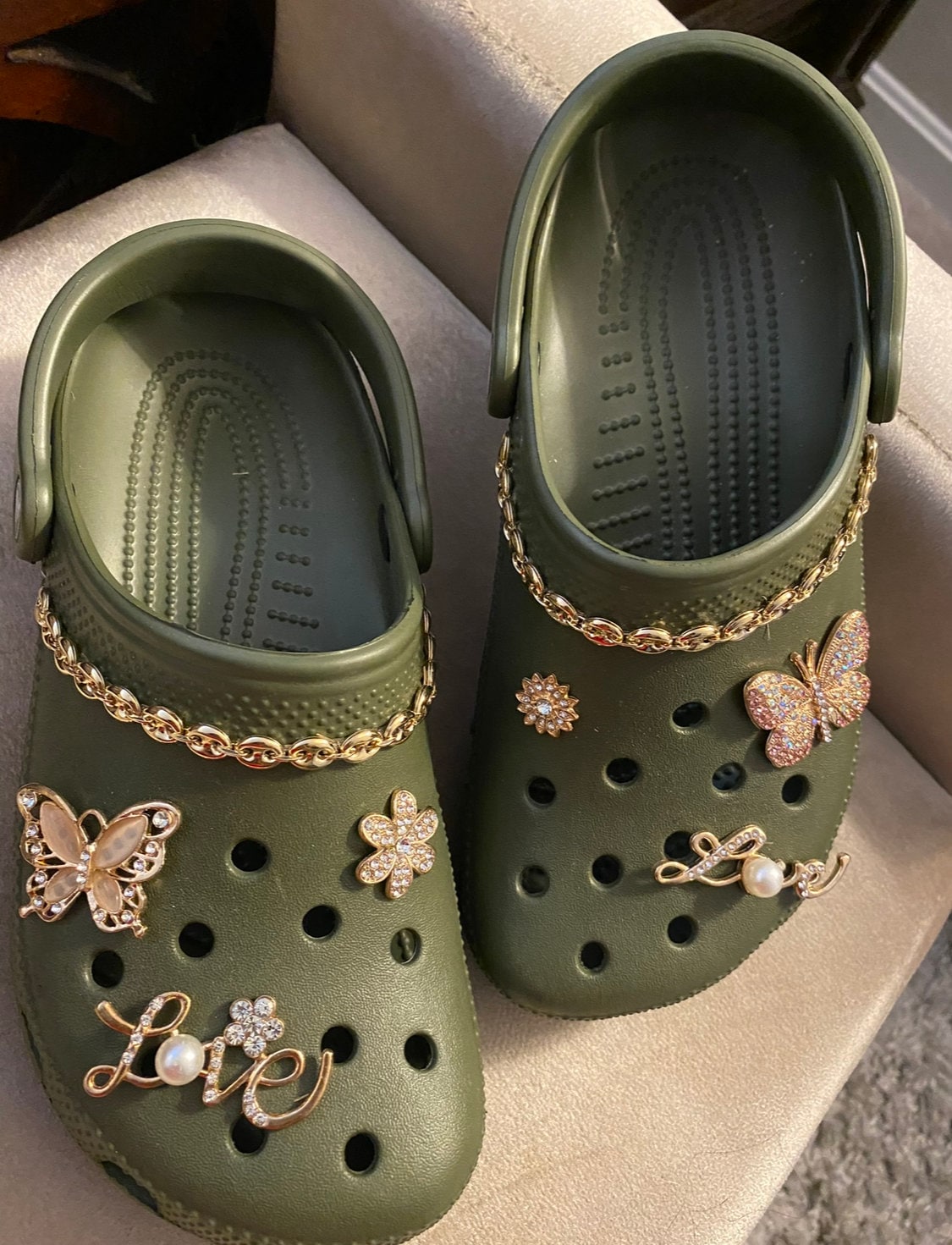 military green crocs