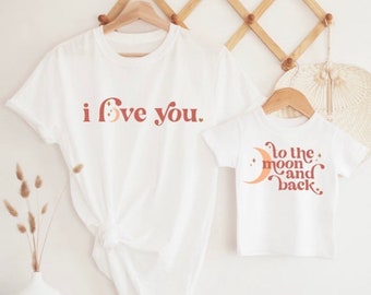 I Love You To The Moon And Back Matching Mama and Me Adult Unisex T-shirt | Mommy and Me Shirt | Gifts for Mom