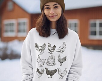 Chicken Sweatshirt, Animal Sweatshirt, Women Chicken Sweatshirt, Farm. Sweatshirt, Gift for Chicken Lover, Chicken Shirt, Cute Sweatshirt