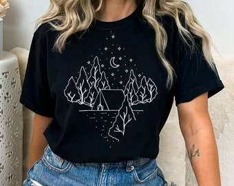 Moon Star And Mountain Camping Graphic Sweatshirt,Camping Adventure Sweatshirt Camper Sweatshirts,Camp Lover Sweatshirts Aesthetic Hoodie