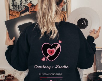 Custom Couple Song Sweatshirt, Personalized Love Tune Shirt, Music Player Couples Gifts, Anniversary Gifts For Couple, Valentine's Gift