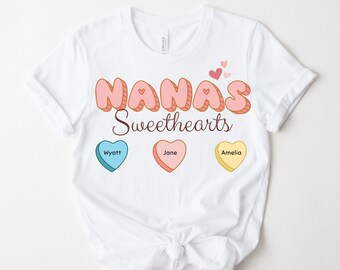 Personalized Grandma's Sweet Hearts Shirt, Custom Kid's Name Tee, Custom Sweet Hearts, Happy Valentines Day Grandma Lover, Mother's Day Gift