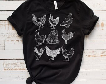 Vintage Chicken Graphic T-Shirt, Farm T-Shirts, Chicken Mom Shirts, Chicken Shirt, Gifts for Mom, Shirts for Moms