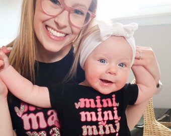 MINI Matching Mama Pink Leopard Heart Infant Baby Rib Bodysuit