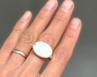 Weißer Büffel Türkis Ring – Size 8 – Sterling Silber Ring