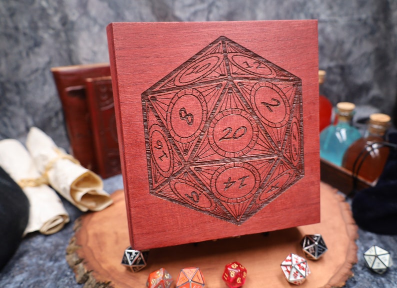 Dungeons and Dragons Dice Box / Dnd D20 Dice Tray / Dice Holder / Wood