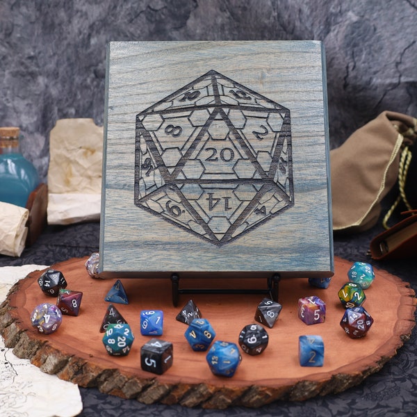 Dungeons and Dragons Dice Box I DnD Dice Tray I DnD Dice Holder I Dice Vault Wood