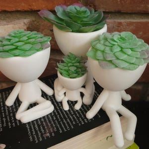 Mommy of Three Plant Buddy Planter, Cute Plant Pot, Succulent Pot, Garden Buddy, Houseplant Holder,  Stick Figure Design, Unique Home Deco