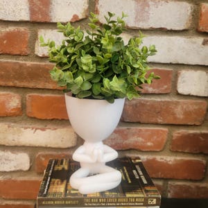 Yoga Plant Buddy Planter, Cute Plant Pot, Succulent Pot, Garden Buddy,  Houseplant Holder,  Stick Figure Design, Unique Home Decor