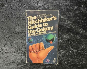 The Hitchhiker's Guide to the Galaxy by Douglas Adams - 1981 Vintage science fiction paperback book
