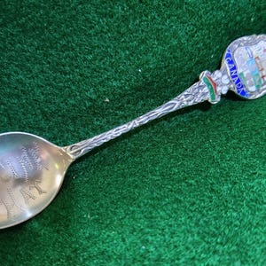 Sterling Silver Souvenir Spoon Medicine Hat Canada Enamelled Hand Engraved 12 gm