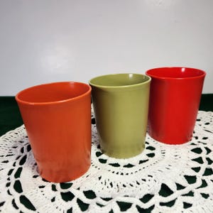 Tupperware Juice Glasses Tumblers 8 oz Cups 1251 Lot of 3 Fall Colours Vintage 70s