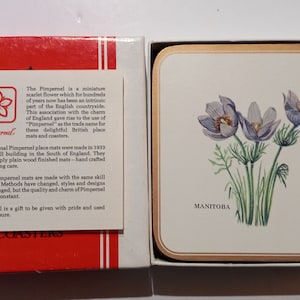 Vintage Pimpernel Manitoba Crocus Coasters: Floral Cork Back Set