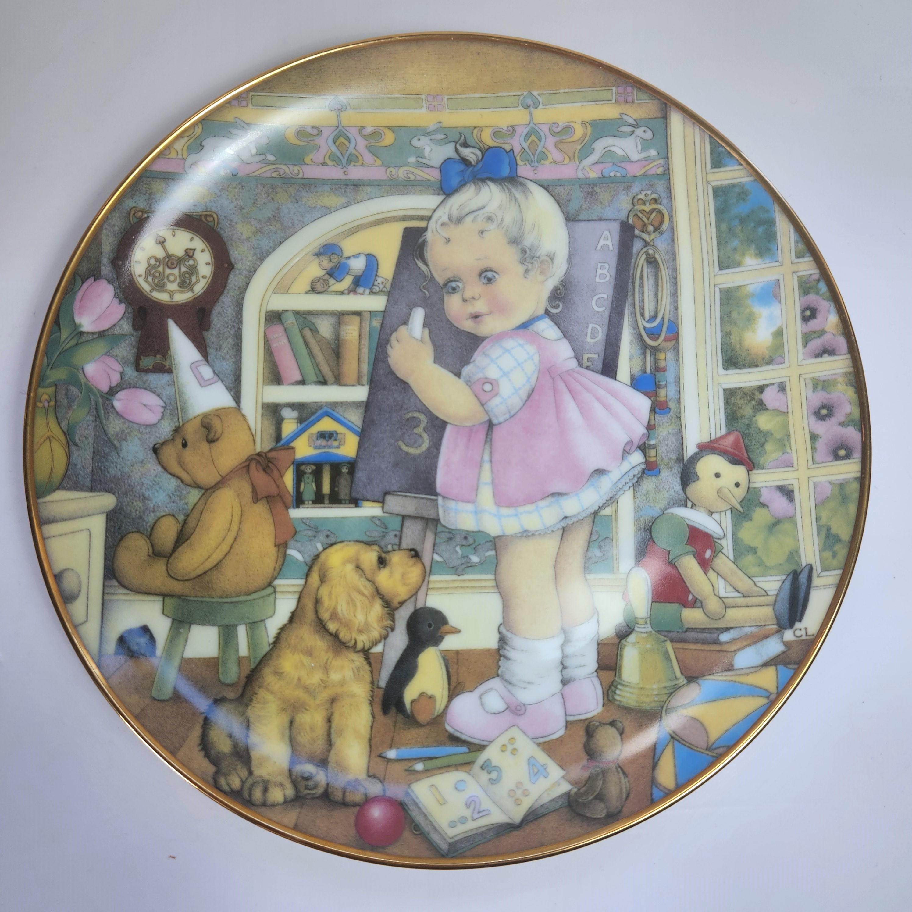 Franklin Mint Teddy Bear Collector Plates: Carol Lawson Porcelain