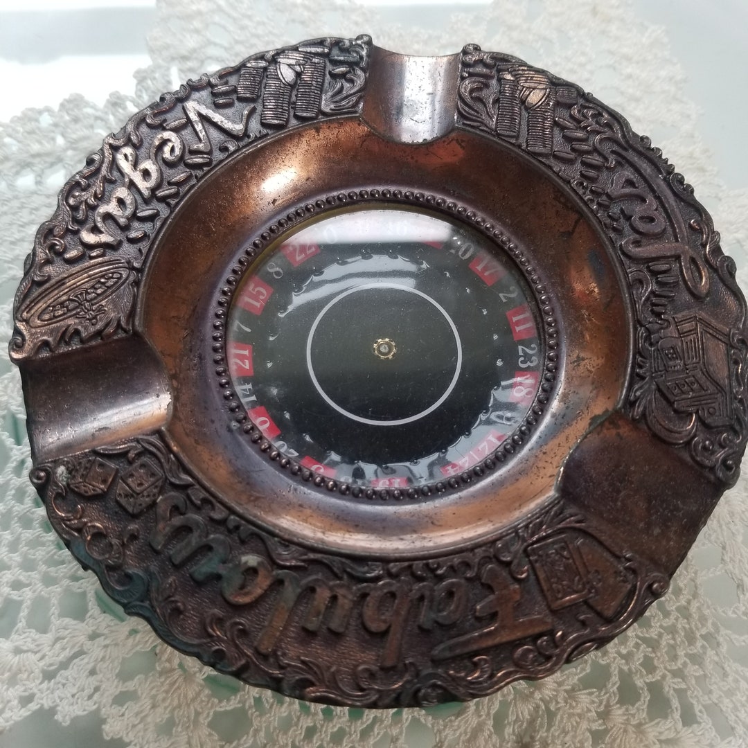 Vintage Copper Ashtray Fabulous Las Vegas Push Lever Roulette Etsy