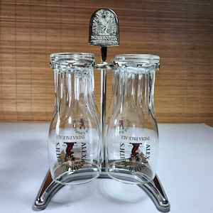 Alexander Keiths Beer Glass Set with Metal Stand 4 IPA Brewery Glasses Caddy