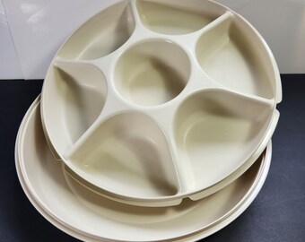 Vintage Tupperware Center Party Tray Six lg Divided Sections Center Dip Section