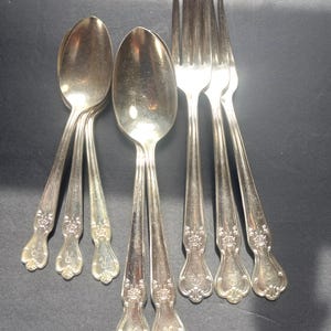 Old Company Teller Besteck Gabeln und Löffel Lot von 8 Silberteller 'R' Monogrammiert