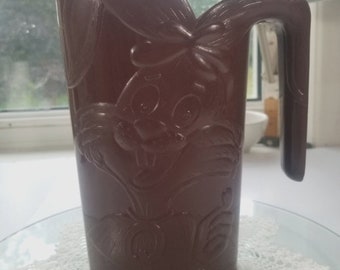 Vintage 90s Nestle Quik Milk Bag Holder Pitcher Made in Canada Brown 3D Bunny