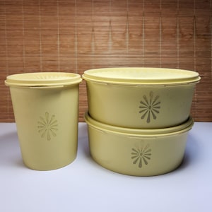 Boîte Tupperware Servalier vintage 811, bol 1204, couvercles, couleur Or moisson, rangement de cuisine