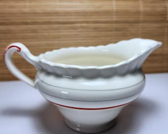 Jarra para crema JG Meakin England vintage / Jarra de leche a rayas rojas y plateadas / 39143