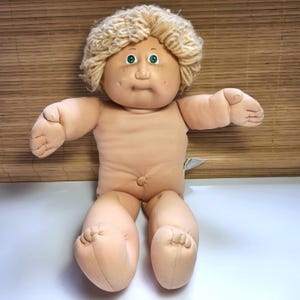 Cabbage Patch Doll Lockiges Garn Blonde Haare Grüne Augen Grübchen Sommersprossen 1978 1982 Kopf Mould #2