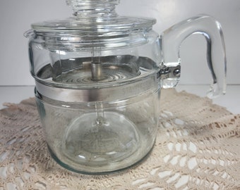 Vintage Pyrex Flameware Perkolator Kaffeekanne 6 Tassenbereich Top Glas Servierer