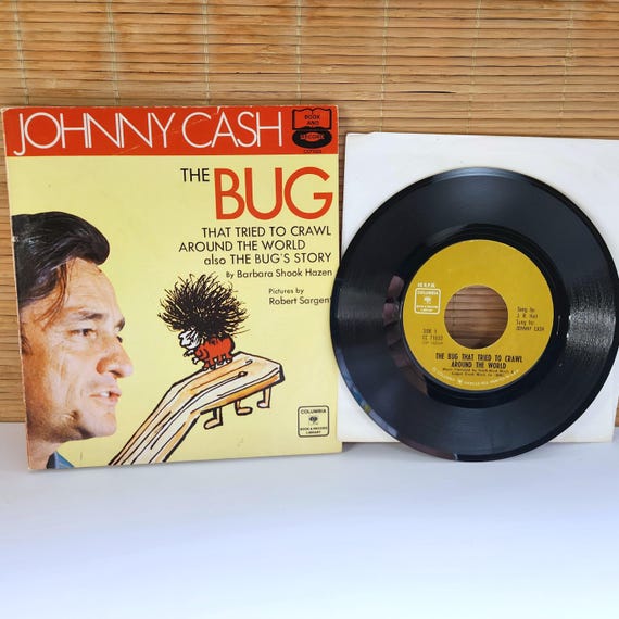 Johnny Cash 1971 Vinyl Record & Storybook: The Bug Crawl Around World