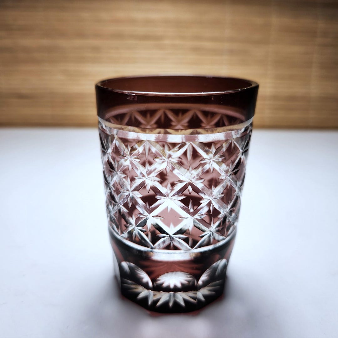 Vintage Japanese Edo Kiriko Style Hand Cut Whisky Glass 3