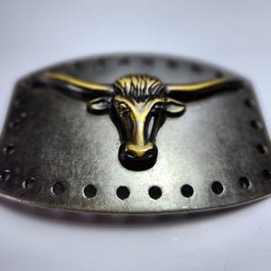 Vintage Longhorn Steer Metal Belt Buckle Silver Tone - Gold Tone Bull Western Rodeo