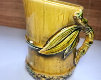 Taza de café vintage de cerámica marrón Samoa con asa texturizada, taza de decoración rústica para la cocina.