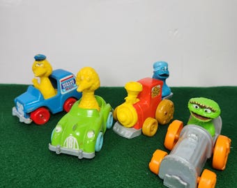 Juguetes de fundición a presión de los Muppets de Barrio Sésamo, Big Bird, Oscar, Monstruo de las Galletas, vintage de los años 80